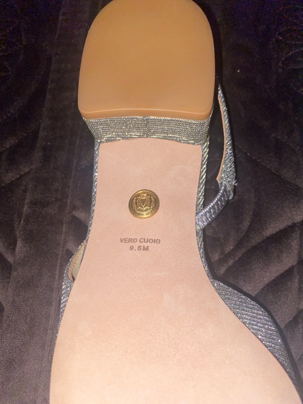 Veronica Beard Silver Glitter Slingback Flats with Black Cap Toe - Picture 5 of 15